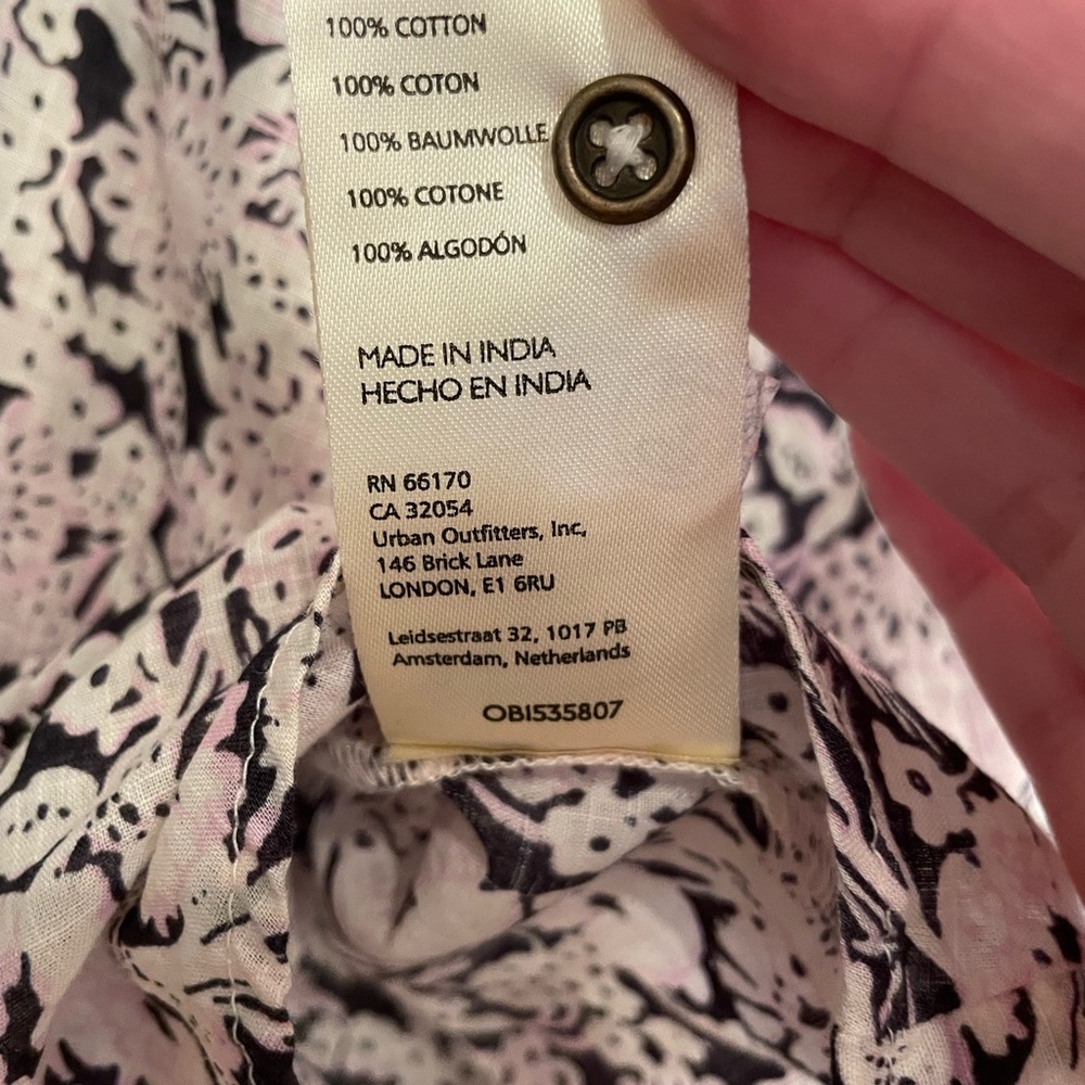Anthropologie Pink Floral Ruffle Button DownV-NeckSizeMedium/NWOT - Picture 11 of 13